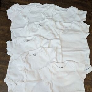 8 PC Gerber White Short-Sleeve Baby One-Piece Bodysuits Pack - White